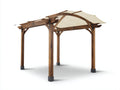 Pergola da giardino - Legno-Tessuto - 350x300x270 cm - Marrone scuro-Crema - Orientale