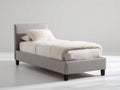 Letto singolo - Tessuto imbottito - 210 x 100 x 105 cm - Beige chiaro - Design moderno
