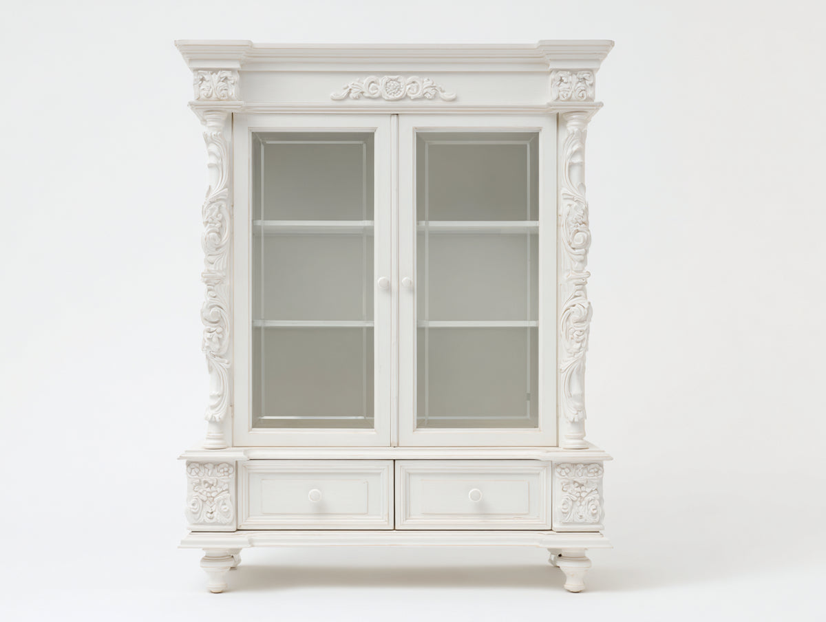 Vetrina - Legno - 118x46x205 cm - Bianco avorio - Classico