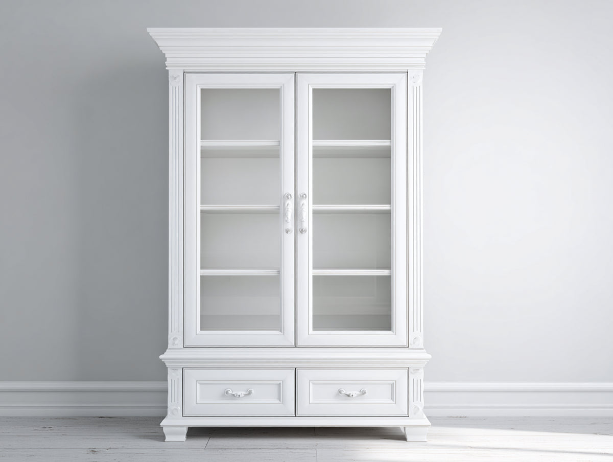 Vetrina - Legno - 124x47x208 cm - Bianco - Classico