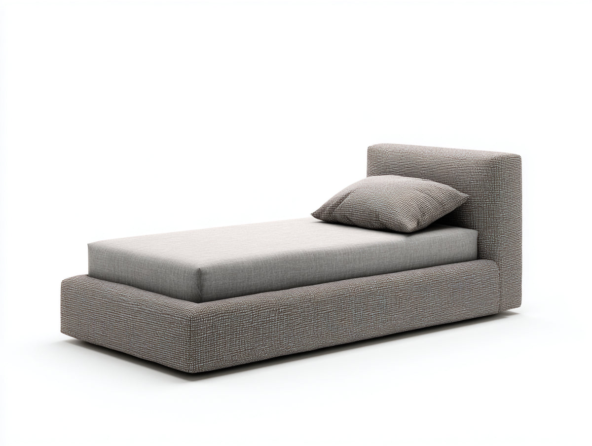 Letto singolo - Tessuto - 215 x 105 x 90 cm - Grigio tortora - Design moderno