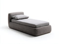 Letto singolo - Tessuto imbottito - 210 x 105 x 85 cm - Grigio tortora - Design moderno