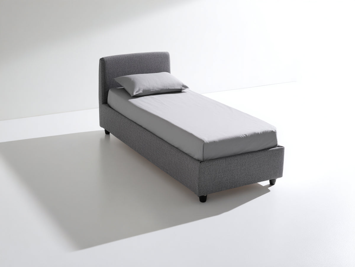 Letto singolo - Tessuto - 210 x 100 x 95 cm - Grigio - Design moderno