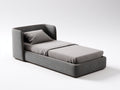 Letto singolo - Tessuto imbottito - 220 x 110 x 95 cm - Grigio-Marrone - Design contemporaneo