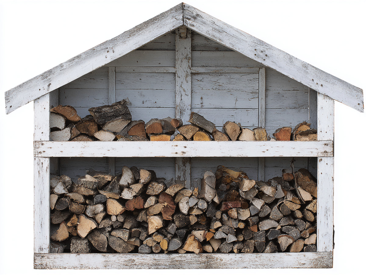Portalegna - Legno - 185x72x188 cm - Bianco anticato - Vintage