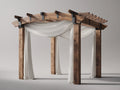 Pergola da giardino - Legno-Tessuto - 320x300x255 cm - Marrone-Bianco - Rustico