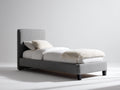 Letto singolo - Tessuto imbottito - 210 x 100 x 110 cm - Grigio - Design moderno
