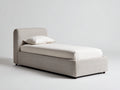 Letto singolo - Tessuto - 215 x 105 x 95 cm - Beige chiaro - Design moderno arrotondato