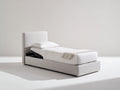 Letto singolo - Tessuto-Metallo - 215 x 105 x 100 cm - Beige chiaro - Design moderno con struttura regolabile