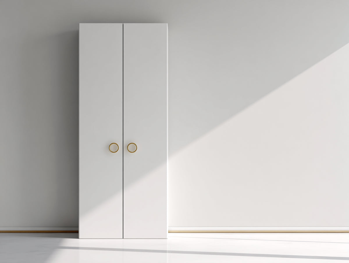 Armadio - Legno-Metallo - 80x45x190 cm - Bianco-Oro - Stile minimalista moderno