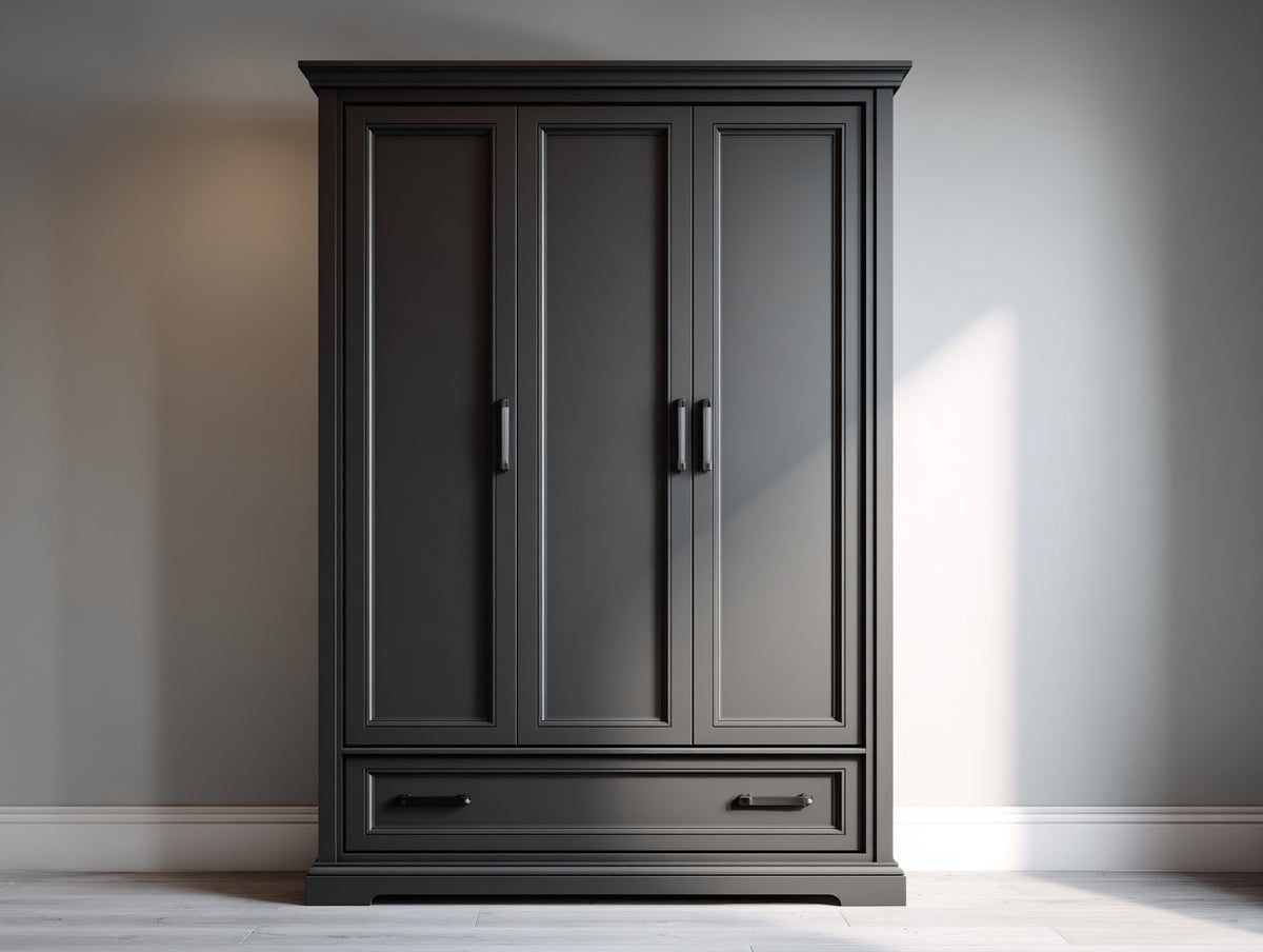 Armadio - Legno-Metallo - 120x55x190 cm - Nero - Stile classico moderno