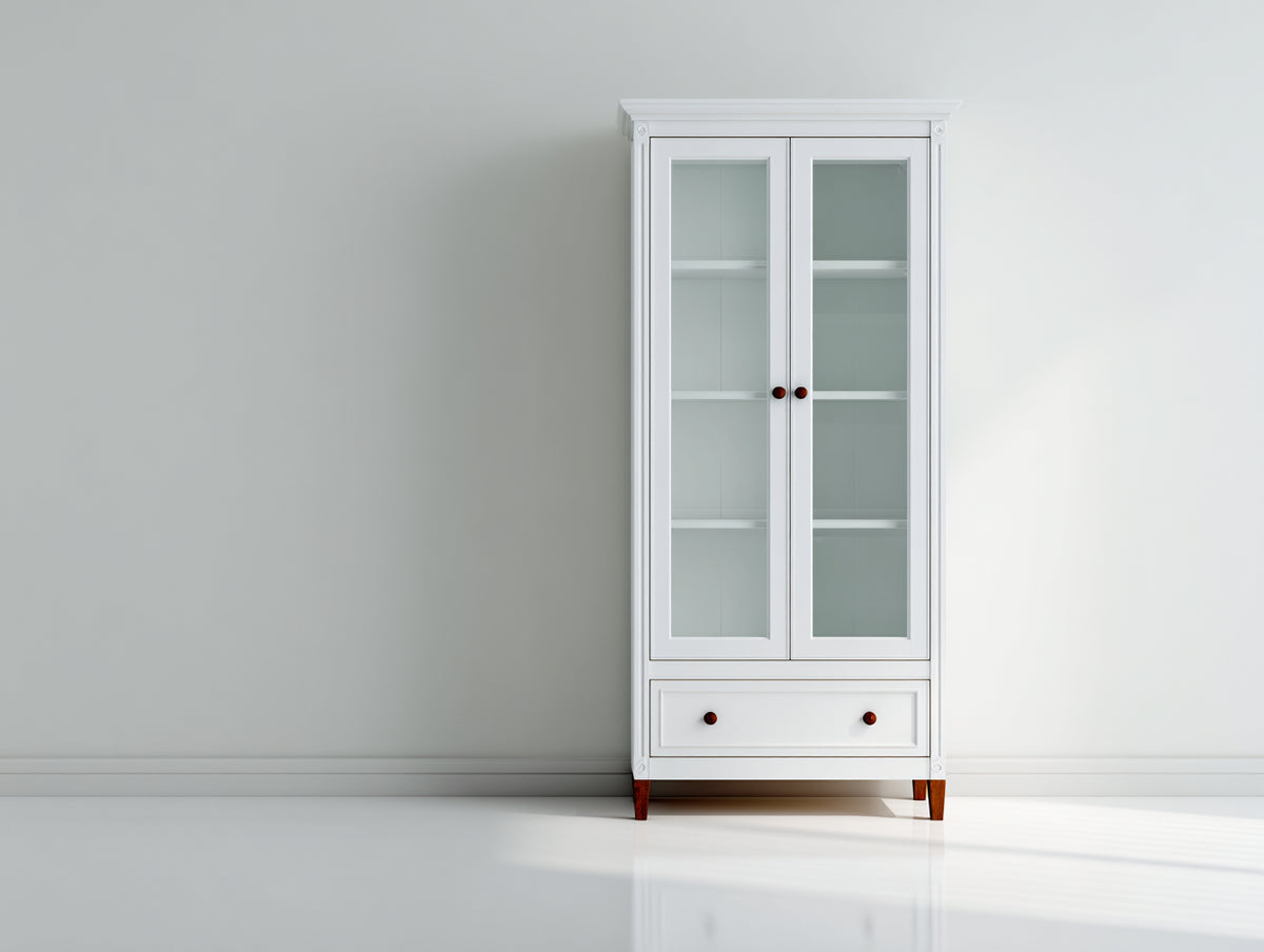 Vetrina - Legno - 79x38x178 cm - Bianco - Classico