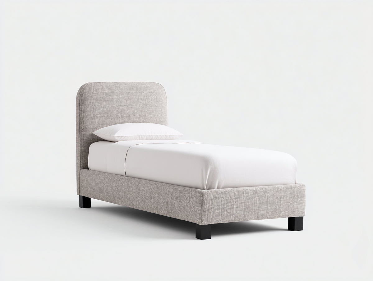 Letto singolo - Tessuto - 210 x 100 x 110 cm - Beige chiaro - Design moderno