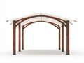 Pergola da giardino - Legno-Tessuto - 380x300x275 cm - Marrone-Bianco - Classico