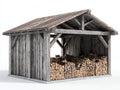 Portalegna - Legno - 240x150x220 cm - Grigio invecchiato-Marrone - Rustico