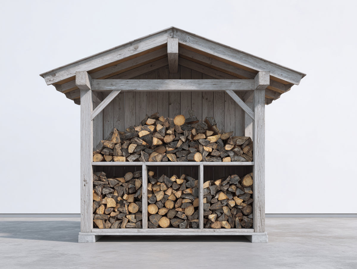 Portalegna - Legno - 175x70x190 cm - Grigio chiaro-Marrone - Country