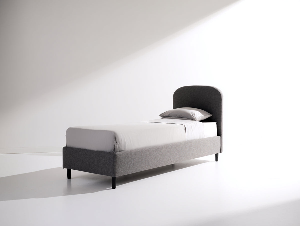Letto singolo - Tessuto - 210 x 100 x 110 cm - Grigio scuro-Grigio chiaro - Design moderno