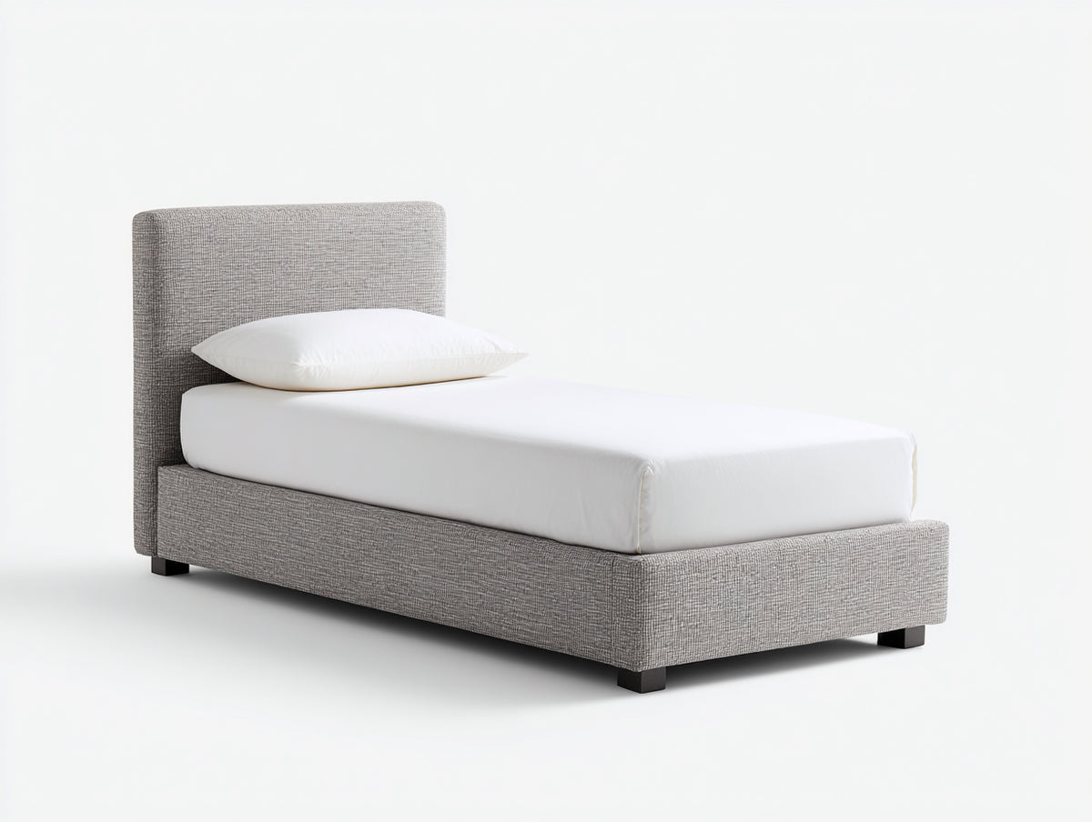 Letto singolo - Tessuto - 210 x 105 x 100 cm - Grigio chiaro - Design moderno