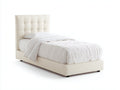 Letto singolo - Similpelle - 210 x 105 x 120 cm - Crema - Design moderno capitonné