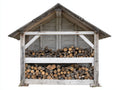 Portalegna - Legno - 205x80x195 cm - Bianco anticato-Marrone - Tradizionale