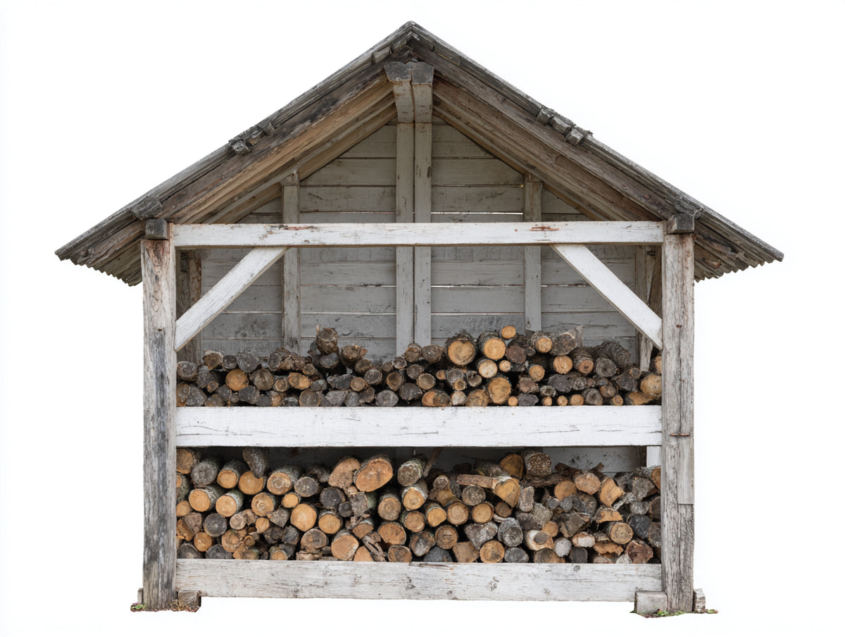 Portalegna - Legno - 205x80x195 cm - Bianco anticato-Marrone - Tradizionale