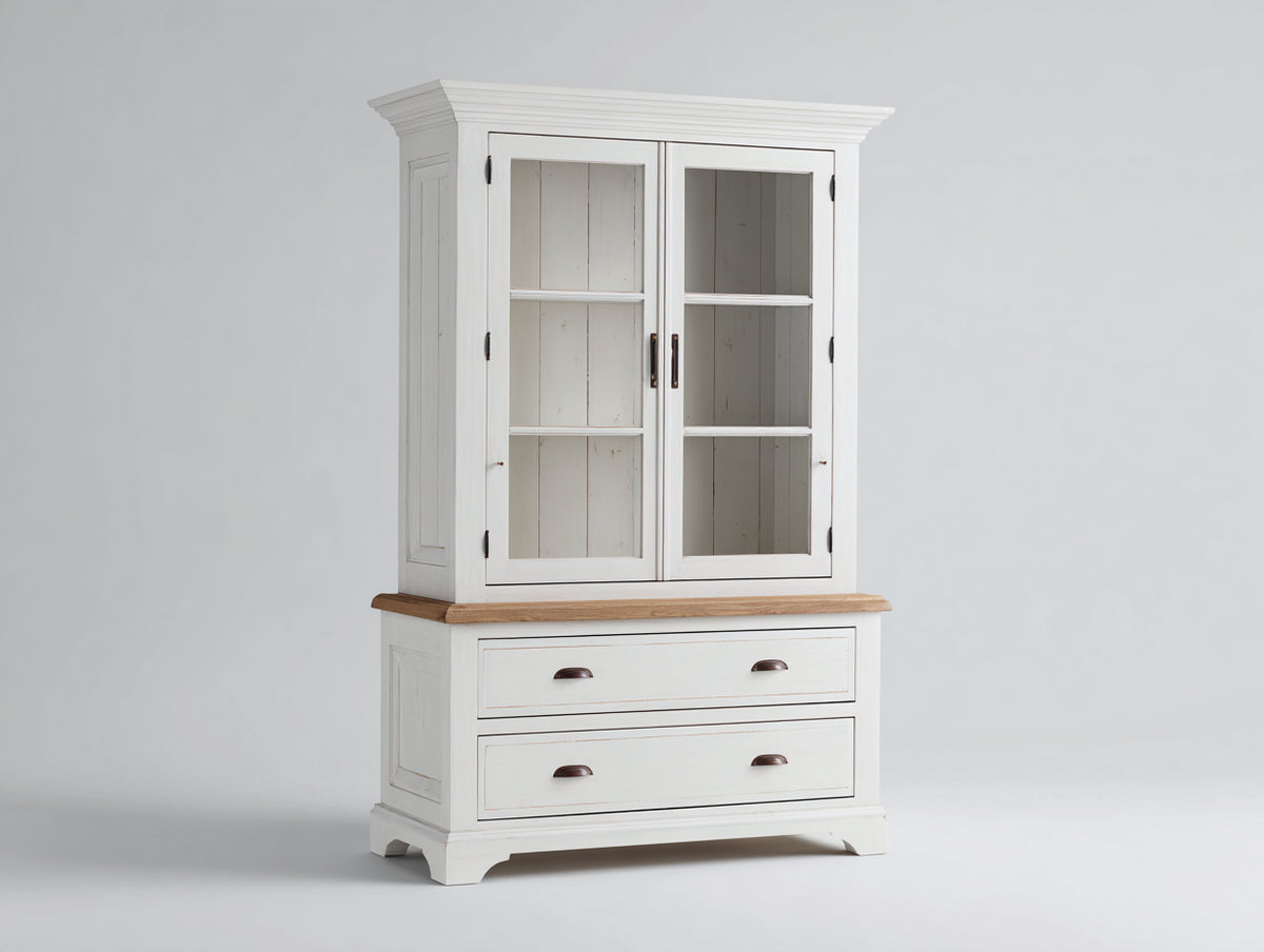 Vetrina - Legno - 109x47x188 cm - Bianco-Marrone - Country