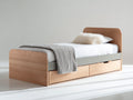 Letto singolo - Legno - 215 x 105 x 100 cm - Rovere chiaro-Grigio - Design moderno con contenitore integrato