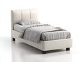 Letto singolo - Similpelle-Legno - 215 x 105 x 120 cm - Crema - Design moderno con testiera a pannelli