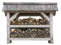 Portalegna - Legno - 180x70x175 cm - Bianco anticato-Grigio - Rustico