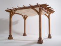 Pergola da giardino - Legno-Tessuto - 350x300x265 cm - Marrone-Crema - Rustico